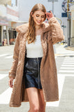 Manteau midi boutonné en molleton camel