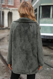 Manteau polaire gris mi-long à revers cranté