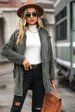 Manteau polaire gris mi-long à revers cranté