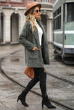 Manteau polaire gris mi-long à revers cranté