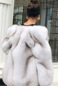 Manteau blanc surdimensionné ouvert devant fausse fourrure femmes