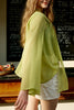 Charger l&#39;image dans la galerie, Olive Green Batwing Manches Femmes Chemisier en soie