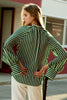 Charger l&#39;image dans la galerie, Chemisier en soie pour femmes rayées vertes et blanches