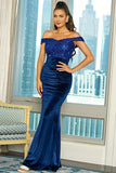 Bleu Royal de l’épaule Gareau à paillettes Robe longue de bal