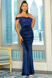 Bleu Royal de l’épaule Gareau à paillettes Robe longue de bal