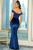 Charger l&#39;image dans la galerie, Bleu Royal de l’épaule Gareau à paillettes Robe longue de bal
