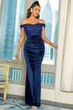 Bleu Royal de l’épaule Gareau à paillettes Robe longue de bal