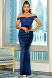 Bleu Royal de l’épaule Gareau à paillettes Robe longue de bal