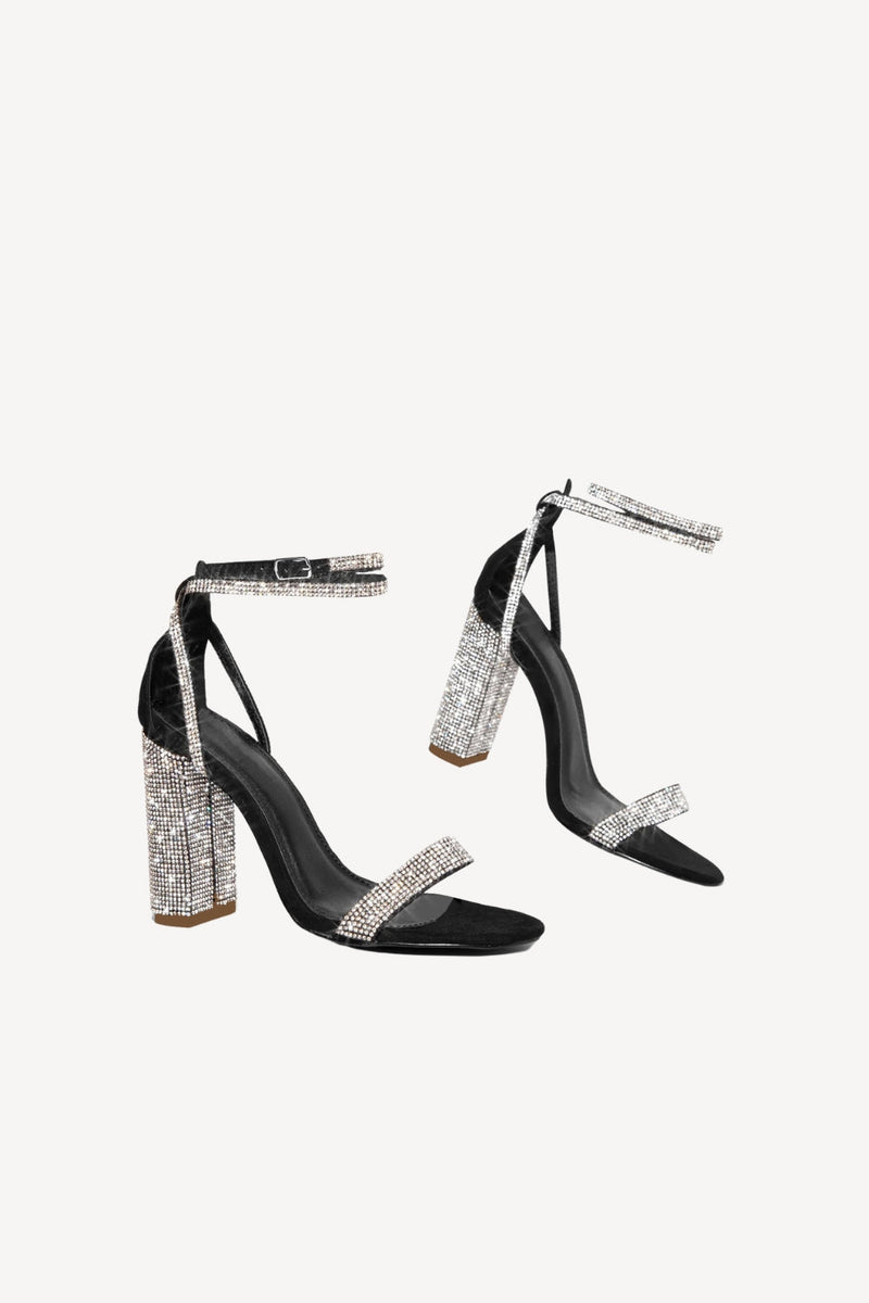 Charger l&#39;image dans la galerie, Strass Chunky Heel One Boucle Sexy Talon Haut Sandales