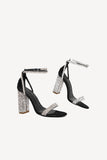 Strass Chunky Heel One Boucle Sexy Talon Haut Sandales