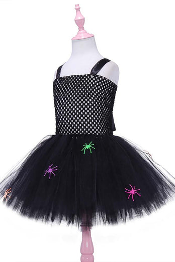 Ensemble de robe de fille Halloween A-Line en tulle noir
