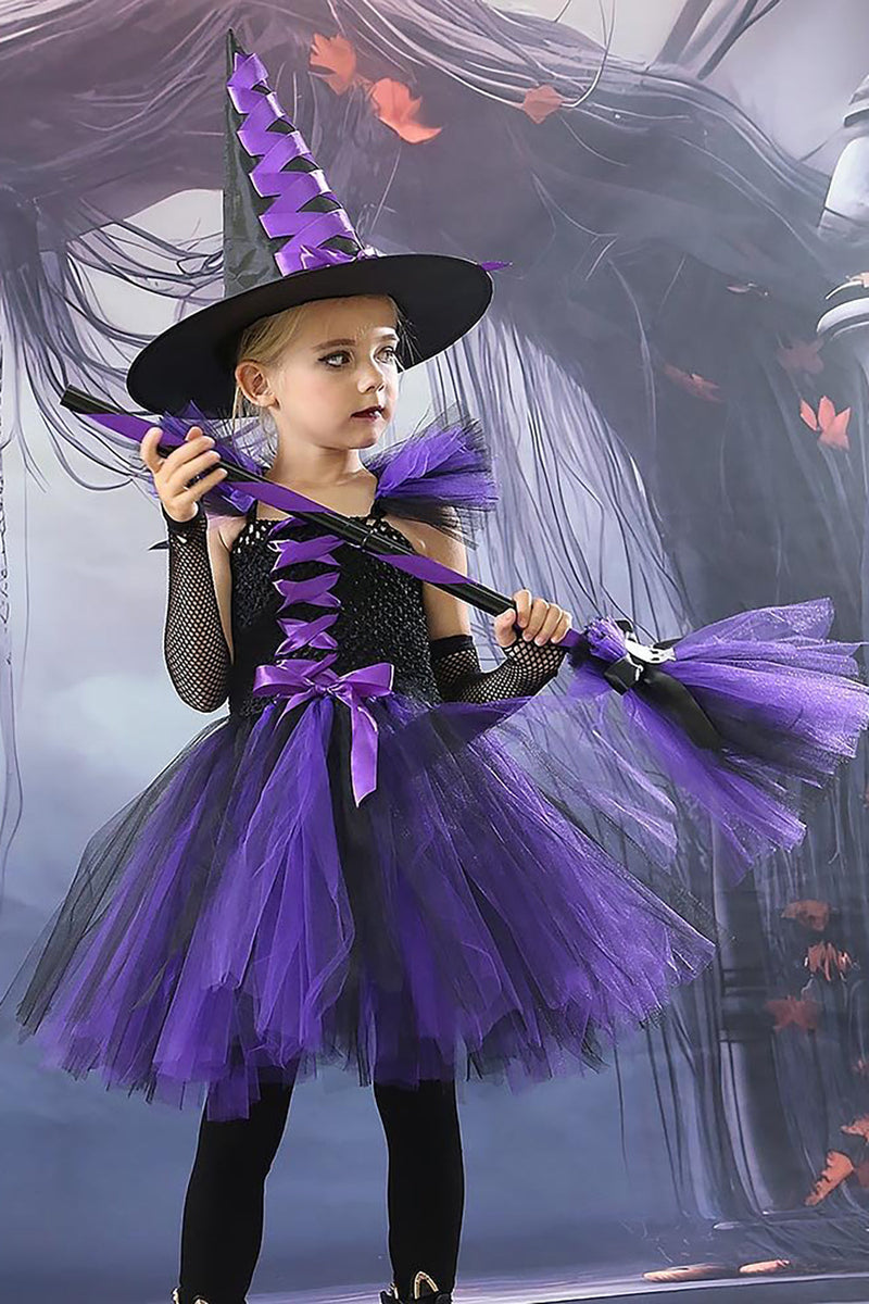 Charger l&#39;image dans la galerie, Purple Square Neck Tulle Halloween Girl Dress Set
