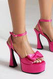 Sandales à talons hauts rose vif avec nœud