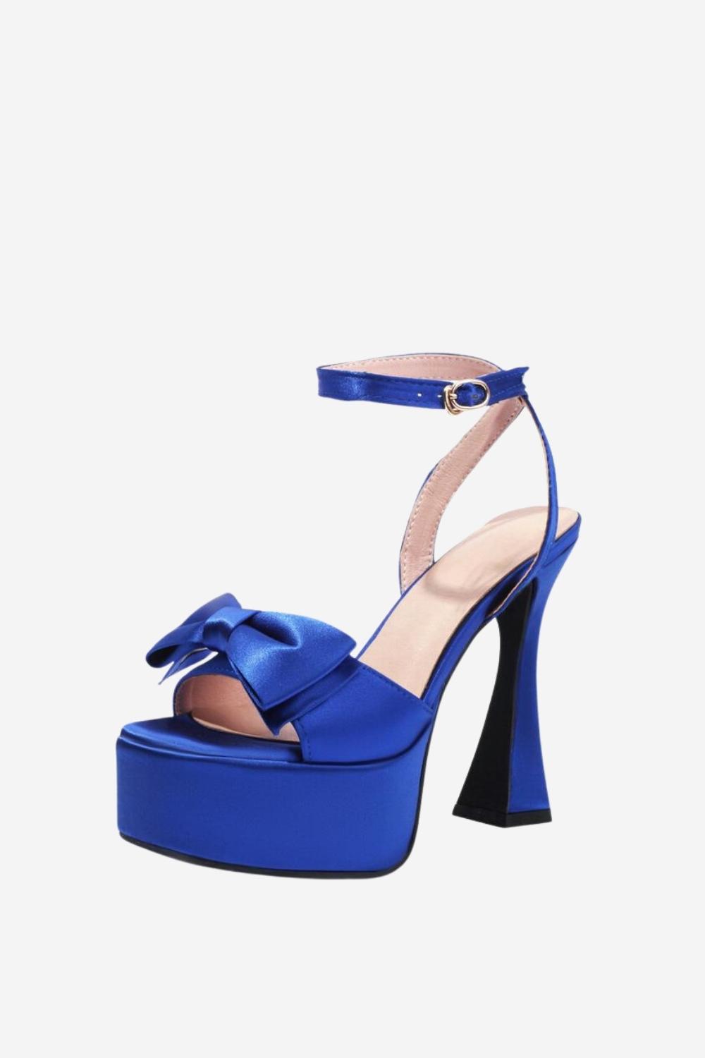 Bleu Roi Sandales Bleues Talons Sandales à Talons Hauts Rose Vif