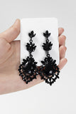 Boucles d’oreilles élégantes de style goutte géométrique noir pour la fête