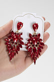 Rouge scintillant strass goutte boucles d’oreilles pour bal