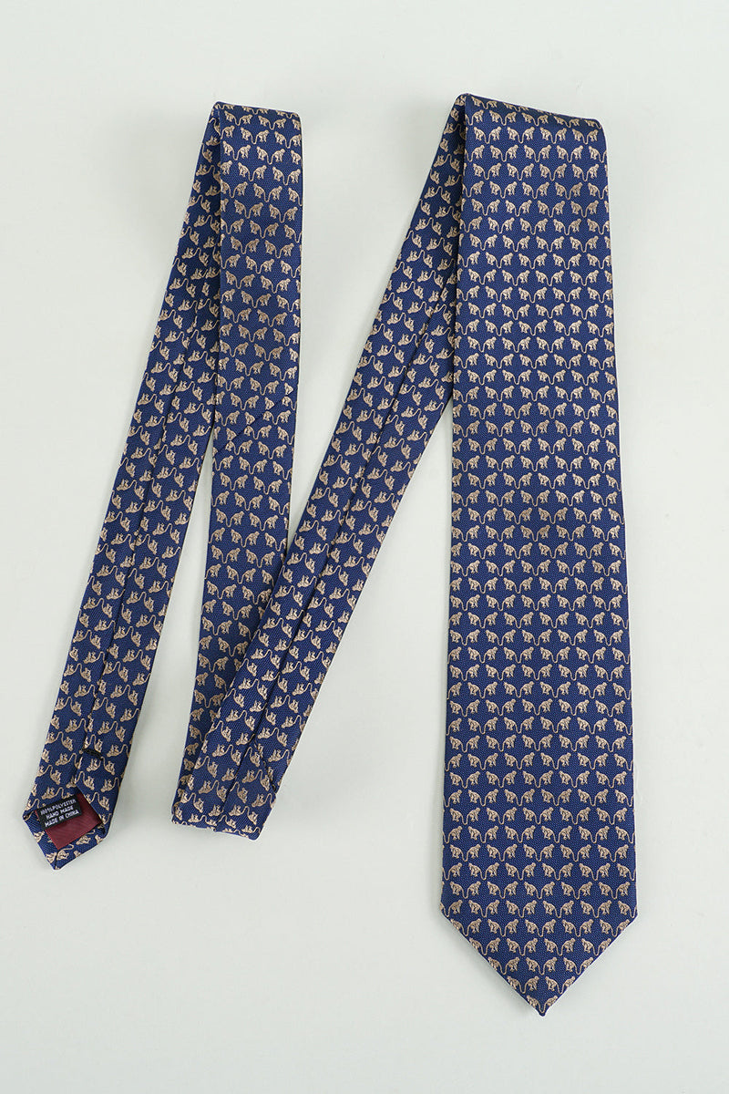 Charger l&#39;image dans la galerie, Cravate formelle en satin Jacquard imprimée marine