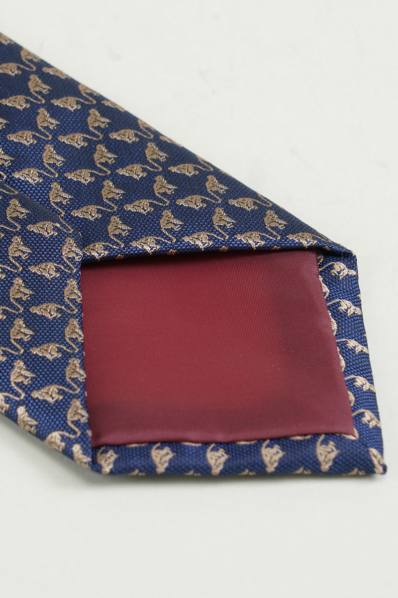 Charger l&#39;image dans la galerie, Cravate formelle en satin Jacquard imprimée marine