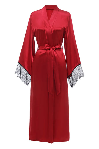 Robe de mariée rouge foncé avec dentelle