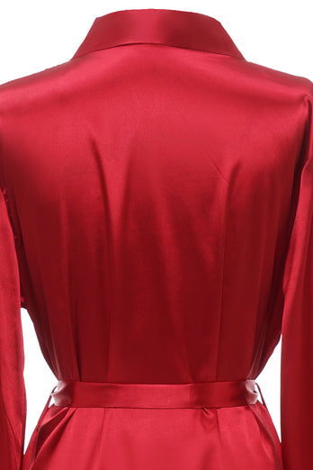 Robe de mariée rouge foncé avec dentelle
