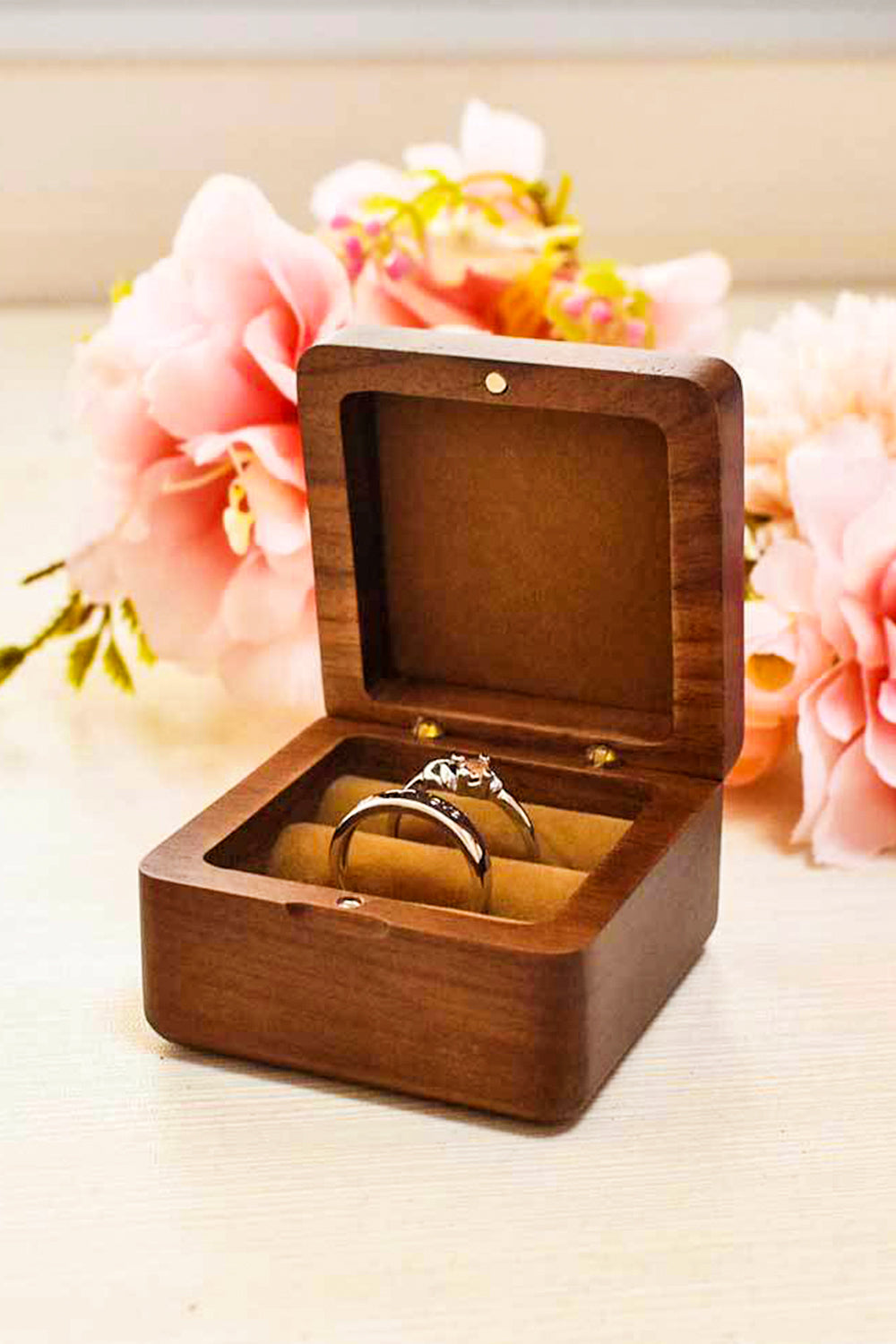 Boîte à bague en bois Demande en mariage Boîte à bague en diamant