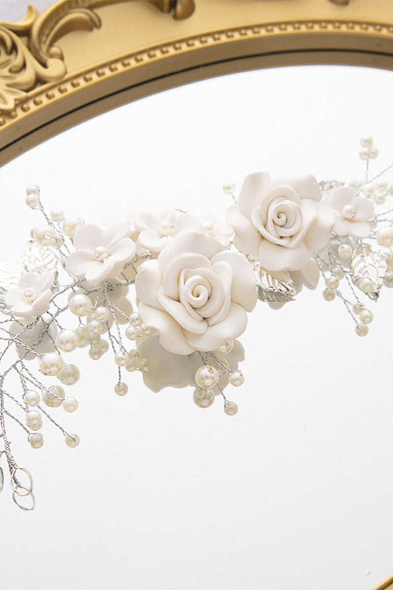 Charger l&#39;image dans la galerie, Bandeau perlé de fleurs blanches