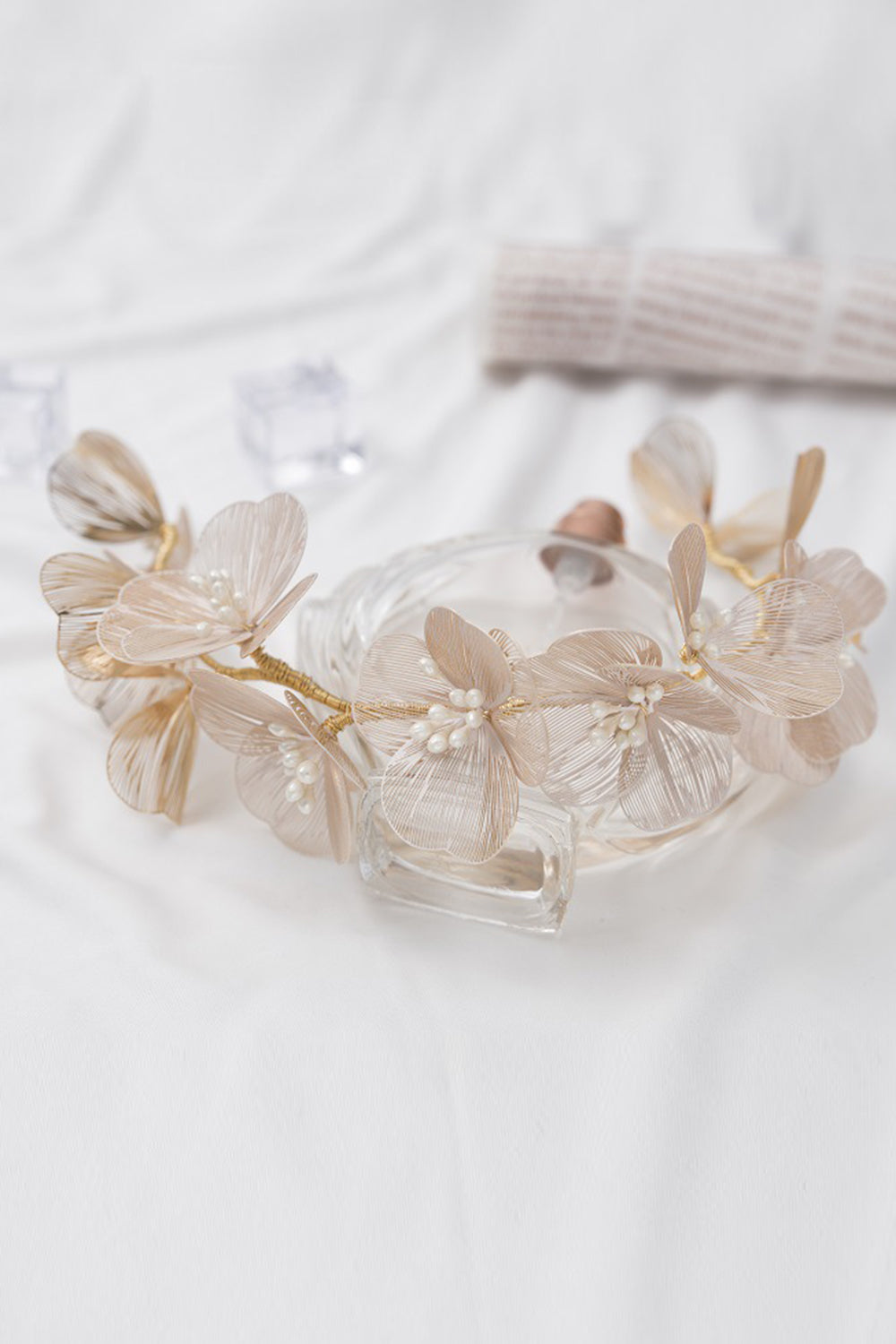 Bandeau Champagne Pearl Flowers