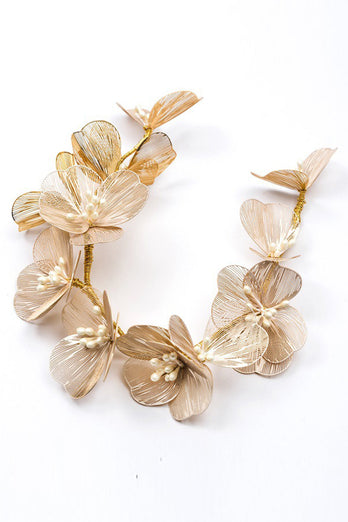 Bandeau Champagne Pearl Flowers
