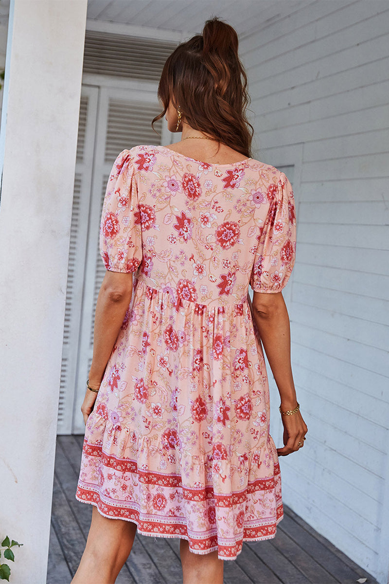 Charger l&#39;image dans la galerie, V Col Bohème Style Imprimé Robe d’été bleue