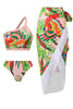 Charger l&#39;image dans la galerie, Ensemble de bikini imprimé orange 3 pièces avec robe de plage à gland