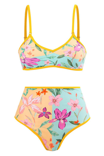 Ensemble de bikini 3 pièces imprimé floral avec jupe de plage