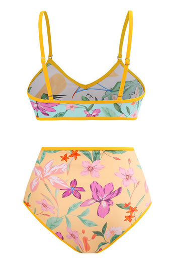 Ensemble de bikini 3 pièces imprimé floral avec jupe de plage