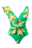Charger l&#39;image dans la galerie, Ensemble de bikini vert imprimé deux pièces avec jupe de plage