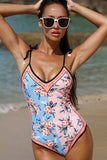 Maillots de bain imprimés fleurs rose une pièce