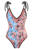 Maillots de bain imprimés fleurs rose une pièce