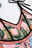 Maillots de bain imprimés fleurs rose une pièce