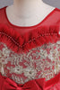Charger l&#39;image dans la galerie, Robe de fille perlée rouge A Line avec nœud