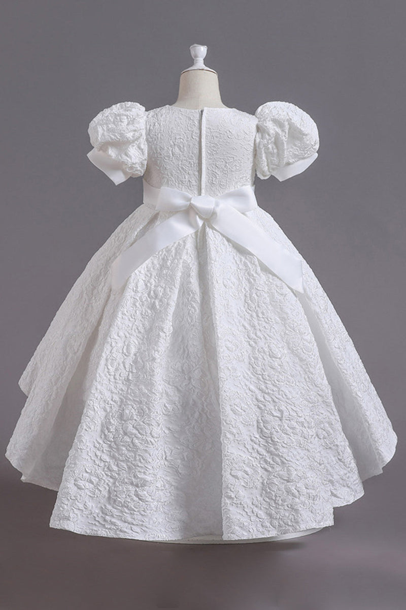 Charger l&#39;image dans la galerie, Robe blanche A Line pour filles avec nœud