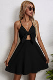 Noir Serrure Robe d'été à bretelles spaghetti