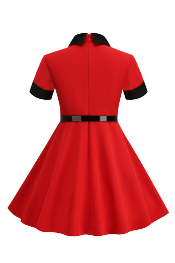 Robes de fille vintage à col bijou rouge