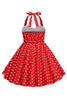 Charger l&#39;image dans la galerie, Robe rouge à pois pour filles des années 50