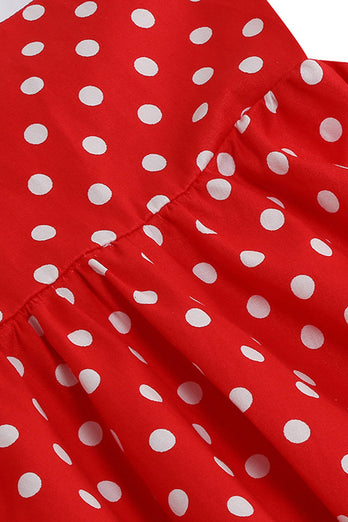 Robe rouge à pois pour filles des années 50