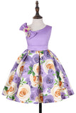 Robe de soirée pour filles sans manches violet floral