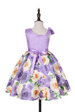 Robe de soirée pour filles sans manches violet floral