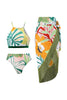 Charger l&#39;image dans la galerie, Ensemble de bikini imprimé vert deux pièces avec jupe de plage