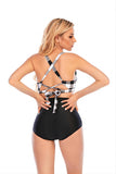 Plaid Halter Maillot de bain deux pièces