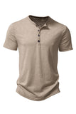 Bouton Noir Été Manches Courtes Tops pour Homme