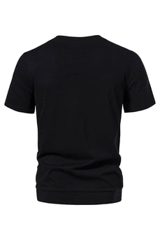 T-shirt noir Patchwork Casual Été Homme