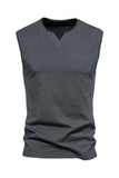 T-shirt d’été pour homme à col V noir sans manches