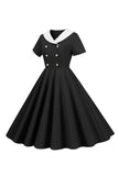Peter Pan Col Swing Robe des années 50 à manches courtes